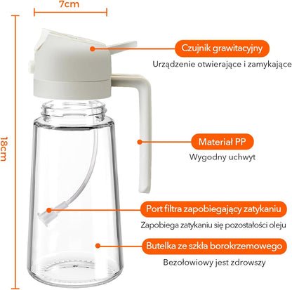YARRAMATE 2 w 1 rozpylacz oleju jadalnego, butelka z rozpylaczem 470 ml, nadaje się do kontaktu z żywnością, spray na olej do gotowania, wysokiej jakości oleju do kuchni(biały)