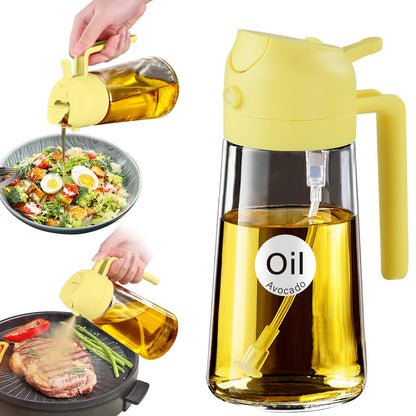 YARRAMATE 2 w 1 rozpylacz oleju jadalnego, butelka z rozpylaczem 470 ml, nadaje się do kontaktu z żywnością, spray na olej do gotowania, wysokiej jakości oleju do kuchni(biały)