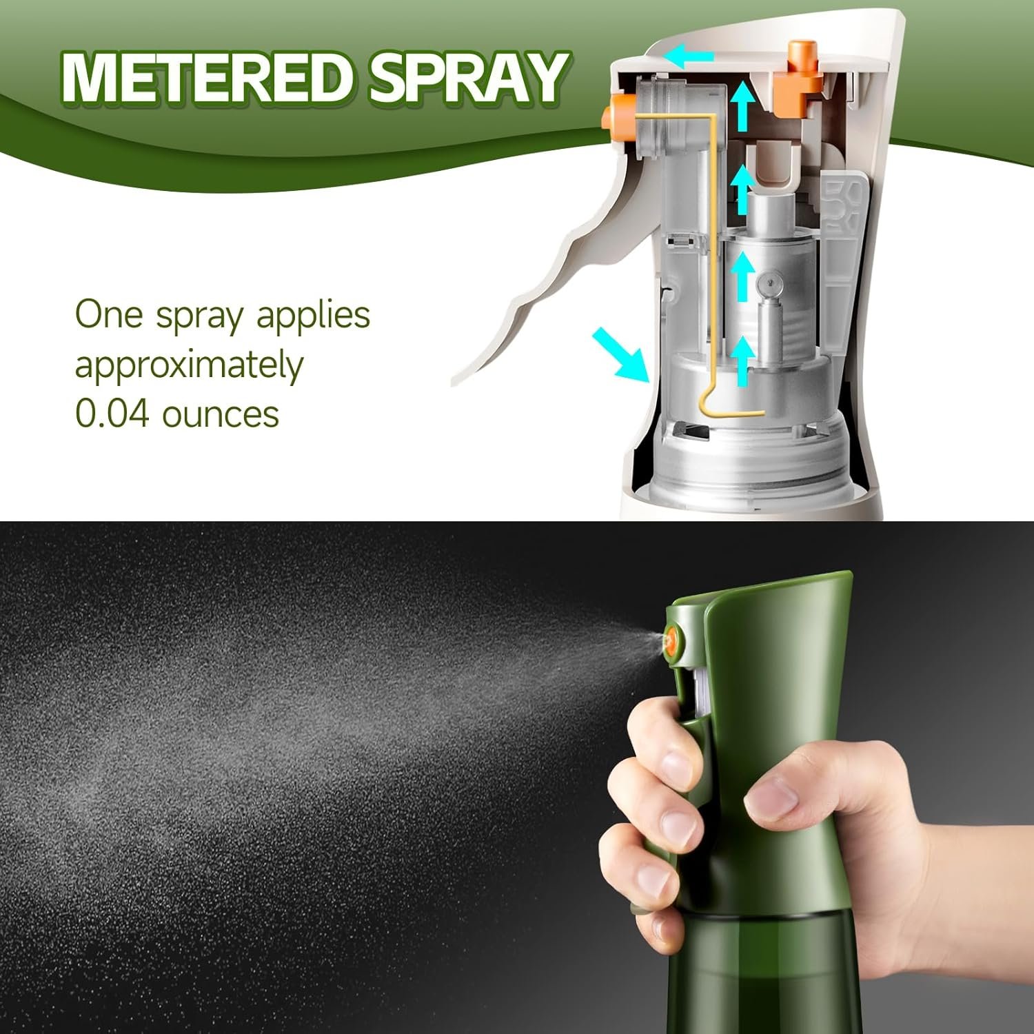 Szklana Butelka z Atomizerem do Oliwy i Oleju – Spray do Gotowania z Kontrolą Porcji, Do Kuchni (Zielone i złocone kwiaty, 227 ml)