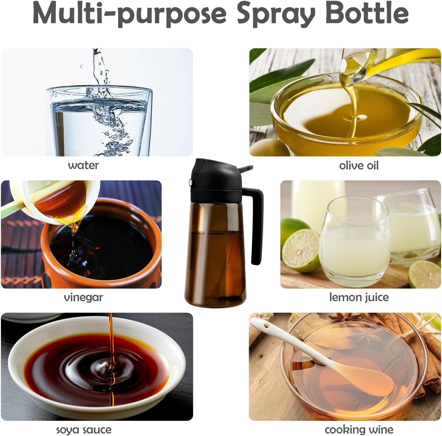 Butelka z rozpylaczem oleju z blokadą światła, dozownik oliwy 2 w 1 rozpylacz oleju jadalnego 470 ml, Spray Oleju Kuchennego, Olej w sprayu, Spryskiwacz na olej, Dozownik oleju, grilla